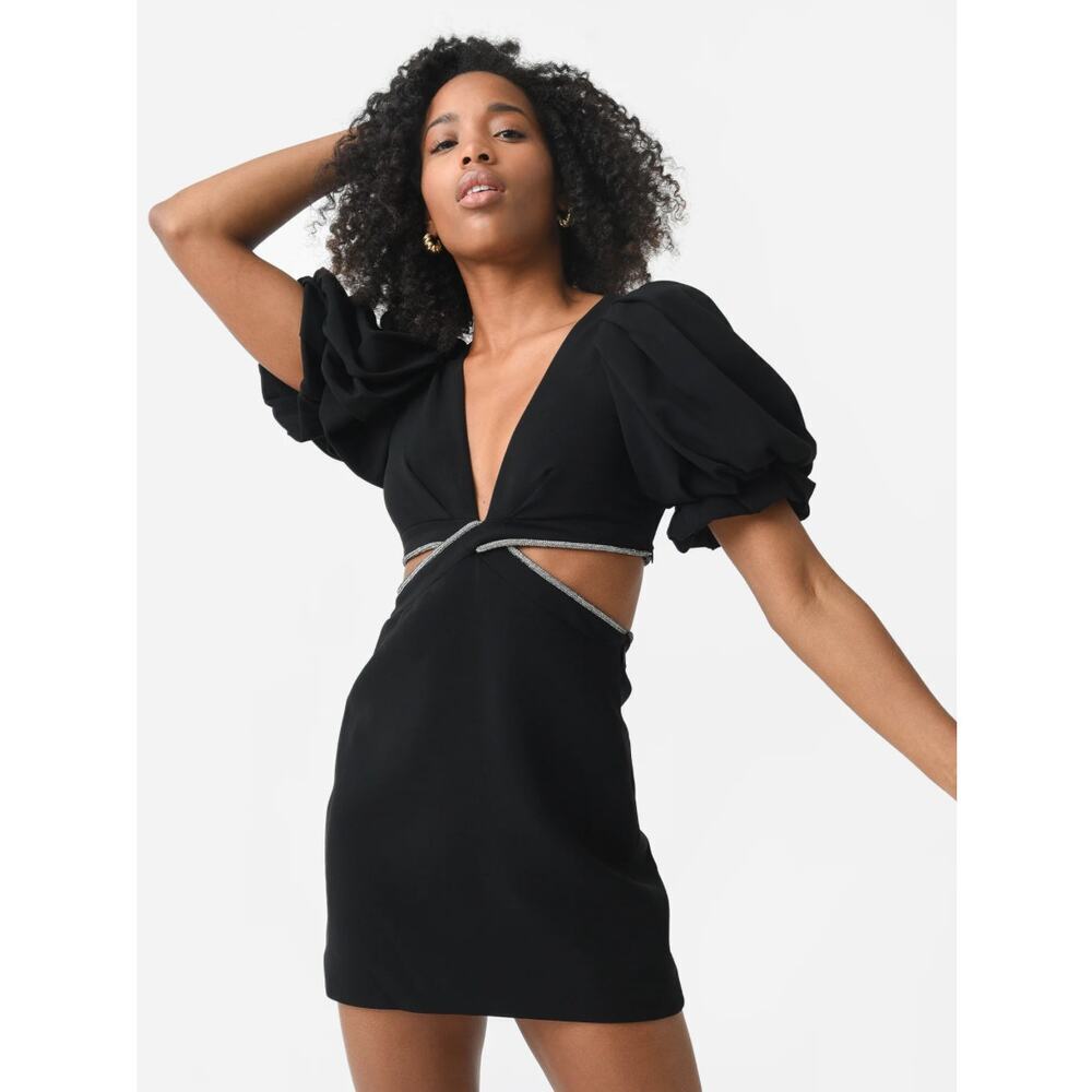 A.L.C. Hazel Mini Cut-Out Dress Size 0 NWT $595 Black Party Rhinestone Sexy - Picture 7 of 7